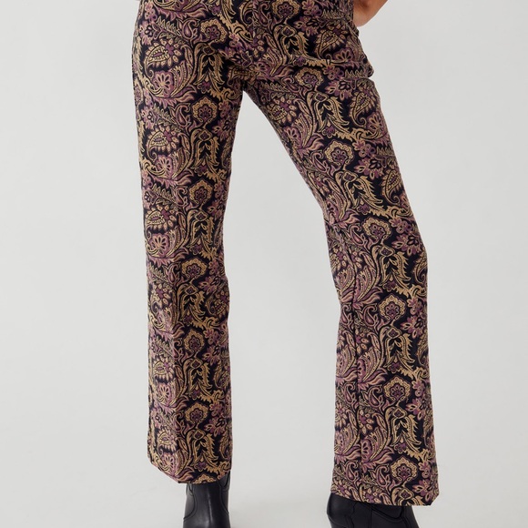 Free People Black and Purple Paisley Wide Leg Pants - Picture 3 of 16